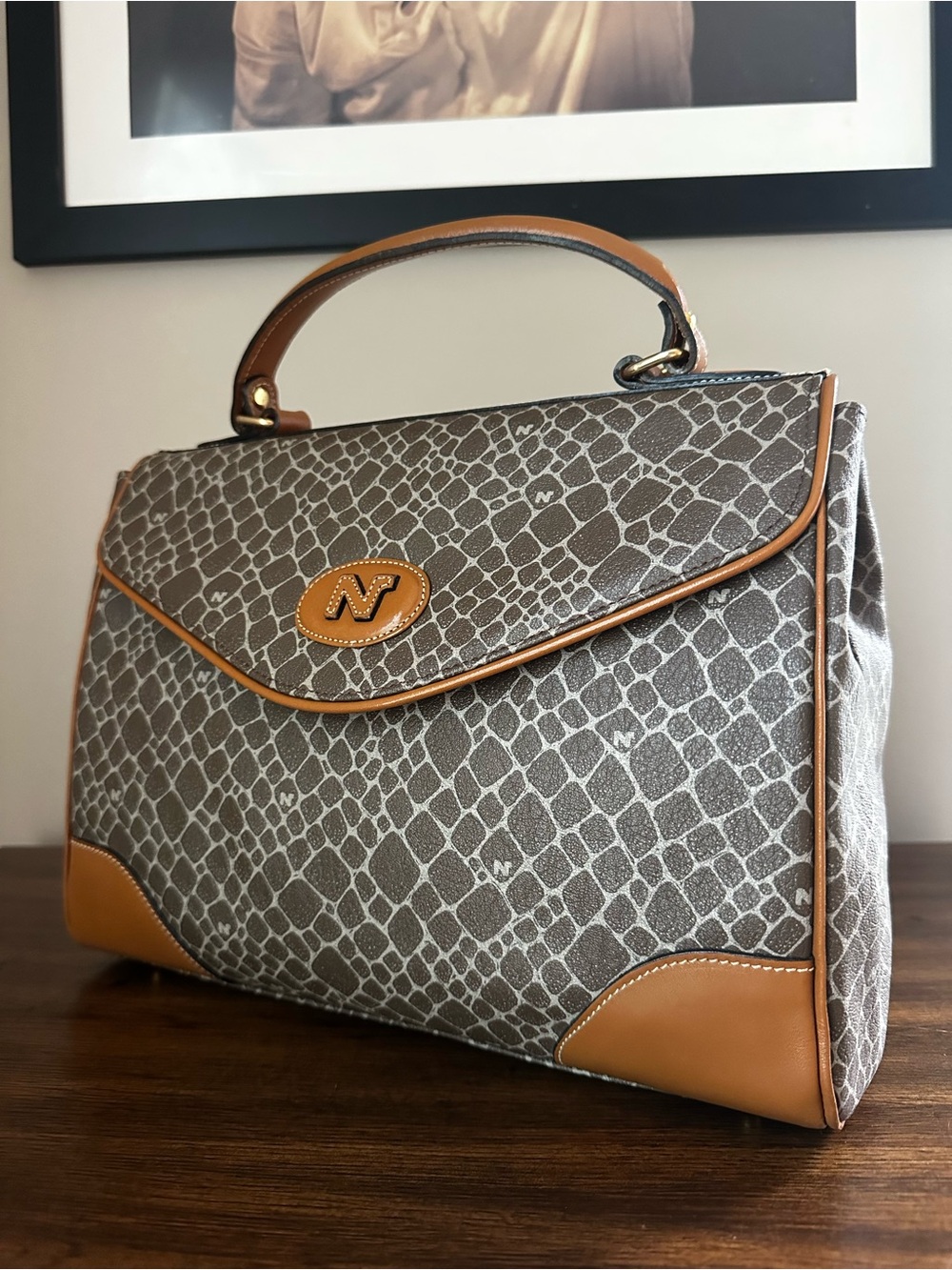 Nina Ricci Top Handle Vintage Giraffe Print Bag